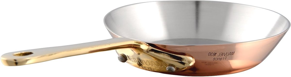 Koperen Koekenpan - Mini Pan Bronzen Handgreep - Keuken Gebruik - Gepolijst Koper RVS Interieur - 12 cm - Koper