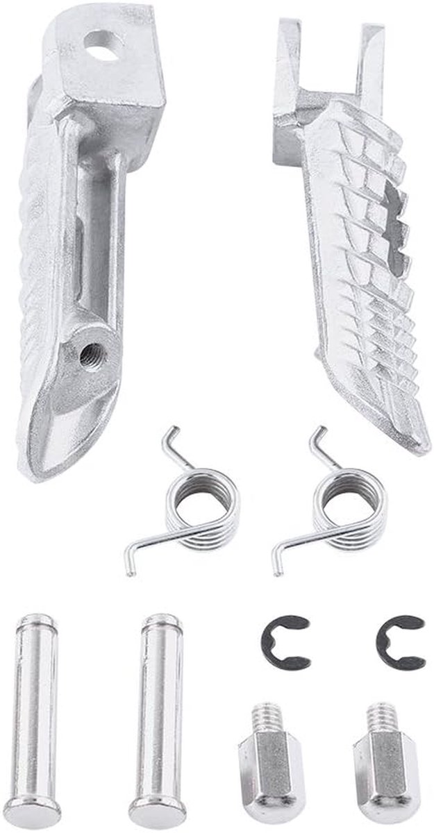 Motorfiets Voetsteunen - Voetharingen Motor - Motorfiets Rijden - Voorkant Montage - Standaard Maat - Zilver