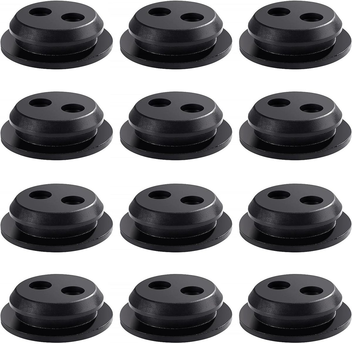 Rubberen Grommets - Brandstofslang Afdichtingen - Onderhoud Tuinmachines - Twee Gaten Ontwerp - 12 Stuks - Zwart