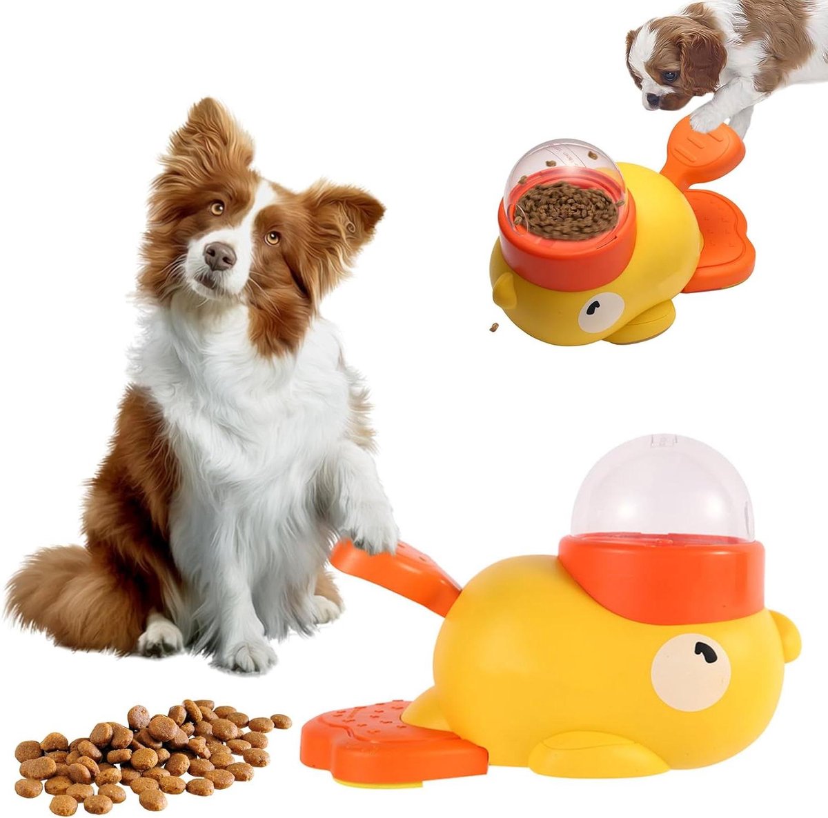 Hondenpuzzel Voeder - Interactieve Voerbak - Gezond Eten - Slow Feeder Functie - Verstelbare Uitlaten - Geel