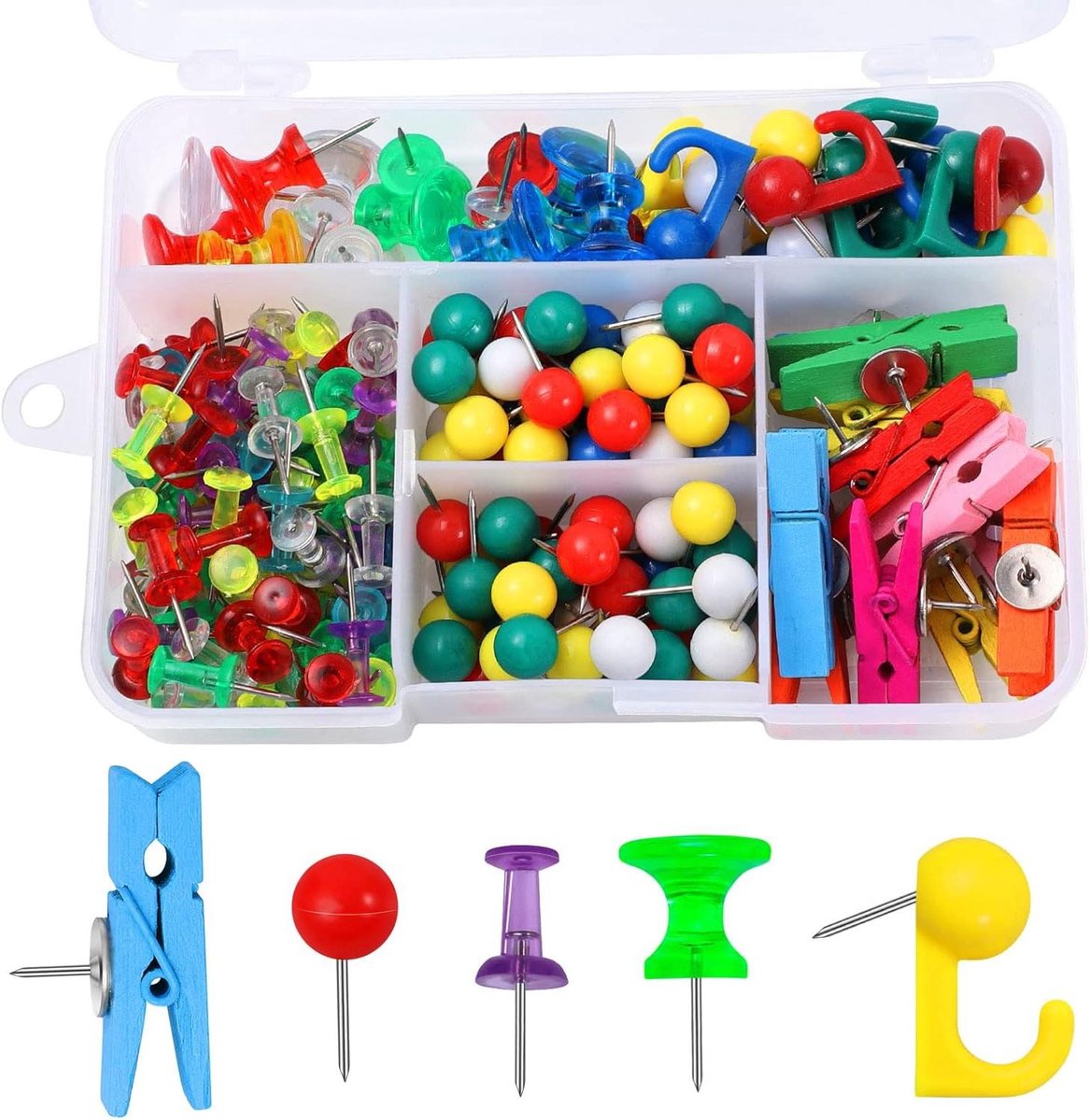 Decoratieve Punaises Set - Duimspijkers Clips - Foto's Ophangen - 5 Stijlen - 200 stuks - Multicolor