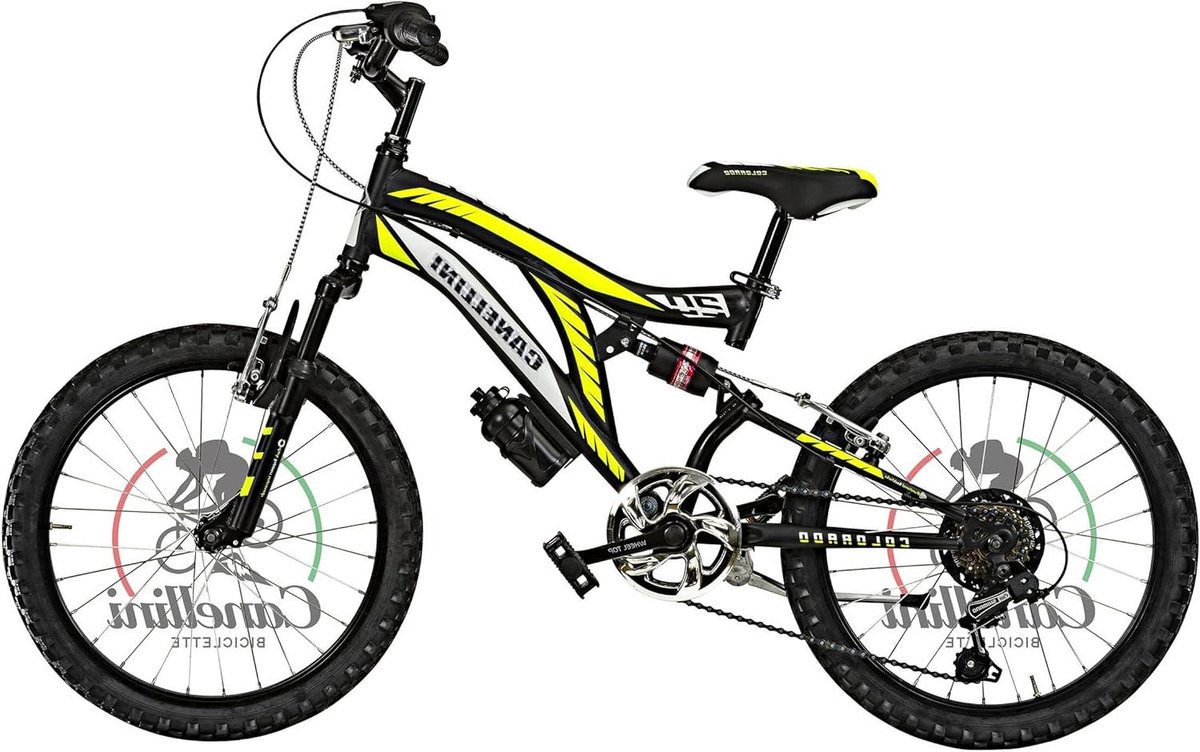Kinderfiets MTB - Mountainbike Kinder - Buiten Spelen - Dubbele Schokdempers - 20 inch - Zwart Geel