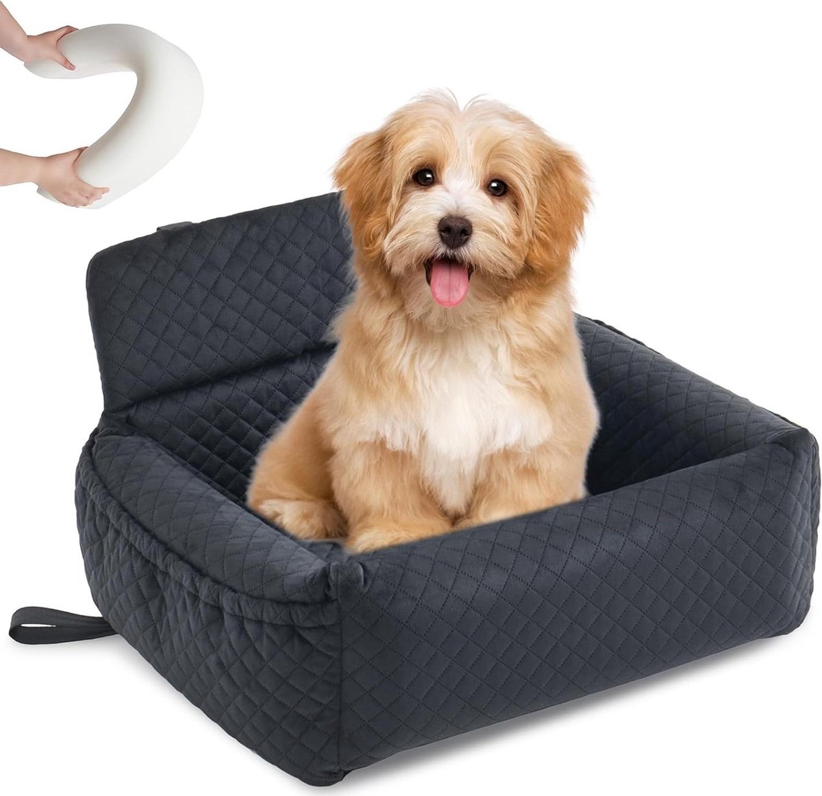 Honden autostoel - Verhoogde hondenzitting - Veilig reizen - Wasbaar en afneembaar - 57 x 47 x 33 cm - Grijs