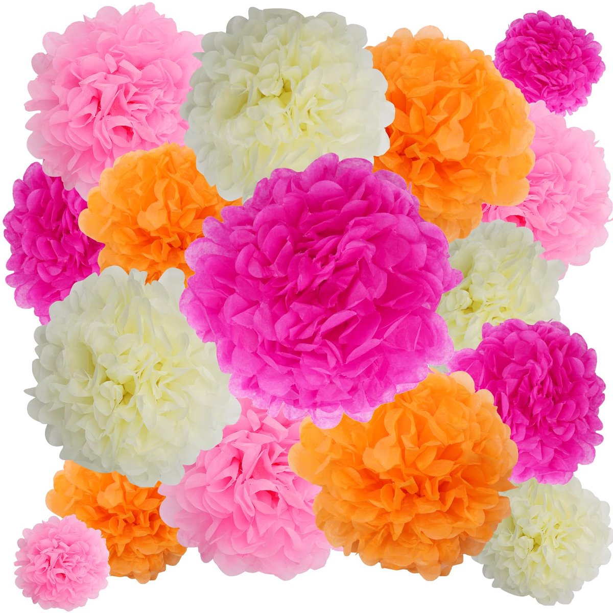 Papieren pompons roze beige oranje decoratie voor bruiloft verjaardagsdecoratie tafeldecoratie tuinfeest