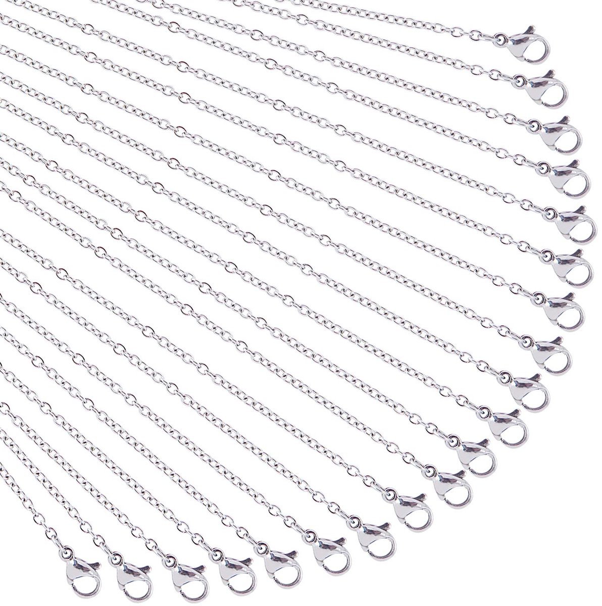 ketting, 20 stuks 45 cm/17.72 inch roestvrij stalen koorddraad ketting met kreeft gesp voor ketting armband Diy sieraden maken