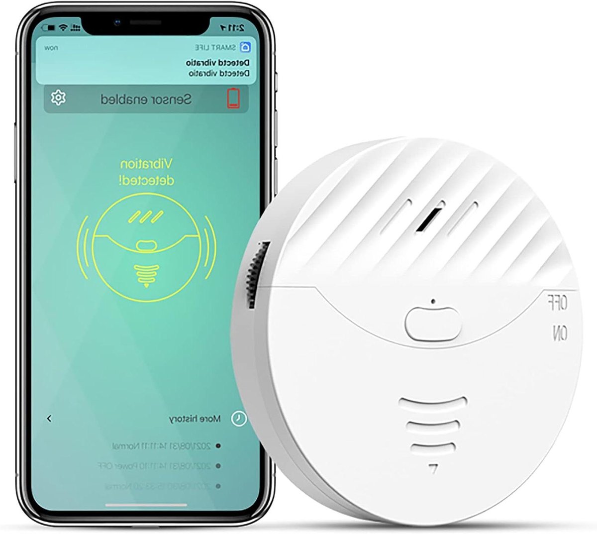 Slim raamalarm - Deuralarm sensor - Huis beveiligen - 130dB alarm & app - 7.37 x 7.37 cm - Wit