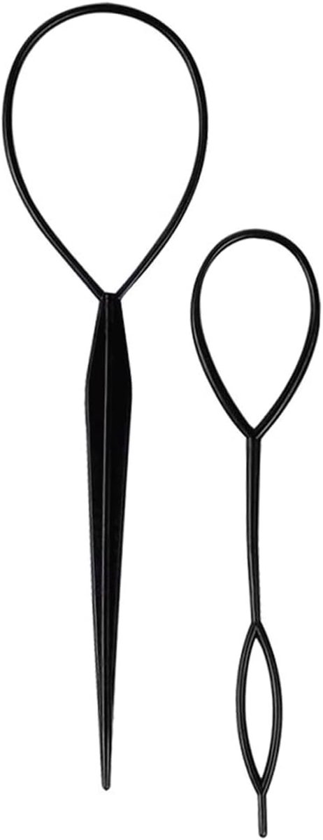Haarvlecht Topsy Tool - Paardenstaart Maker - Mooie Kapsels Creëren - Set van 2 maten - 19.5 cm Groot - Zwart