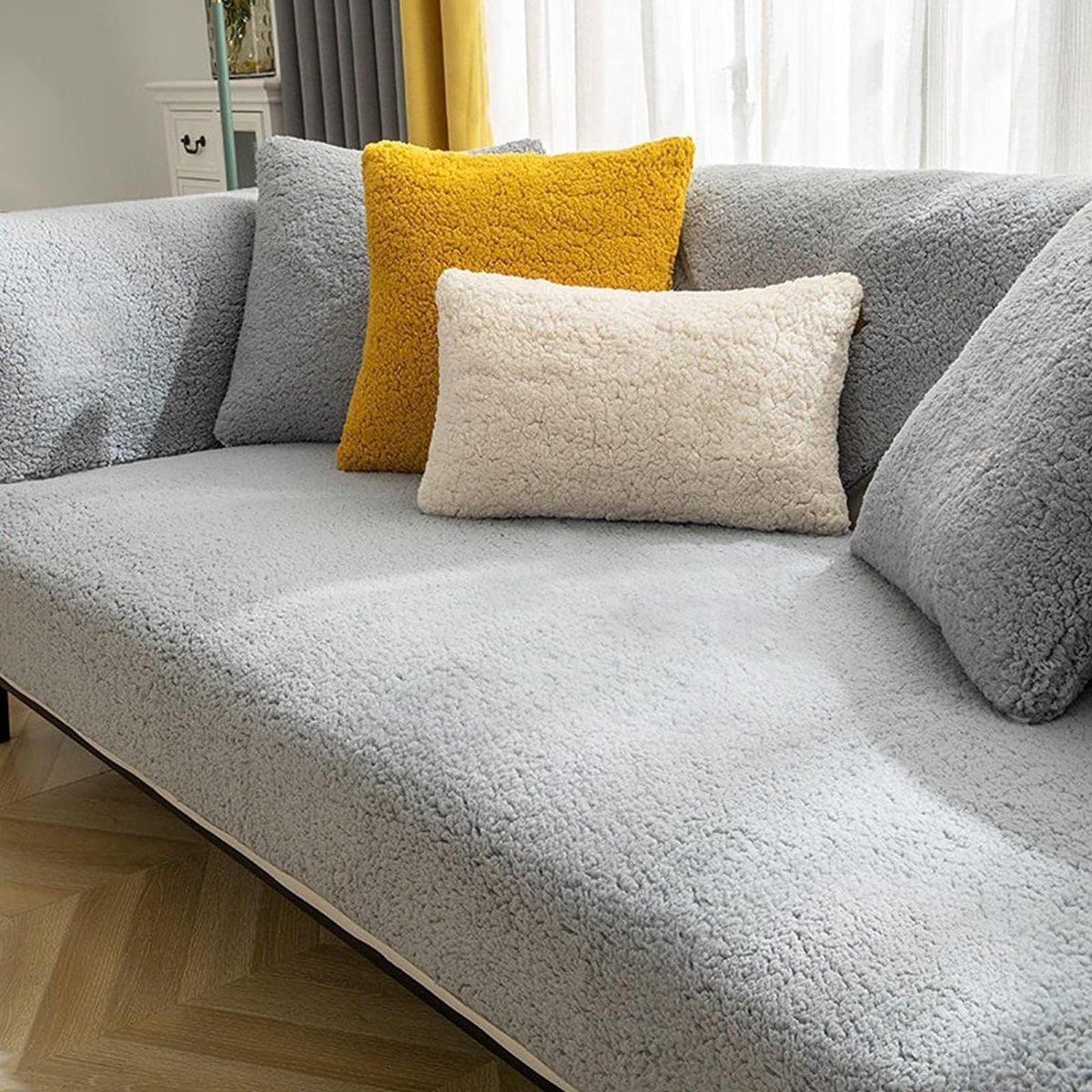 antislip, L-vorm voor verschillende formaten zitkussens en fauteuils, als bescherming en hoes van de bank in de woonkamer.