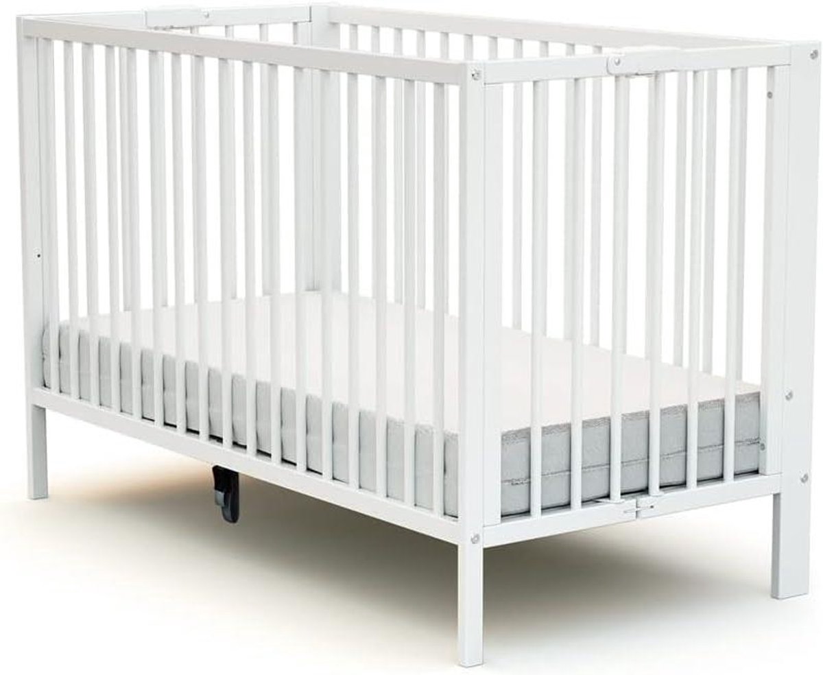 Kinderbed Inklapbaar - Babyledikant - Ruimte Besparen - Massief Hout - 60 x 120 cm - Wit