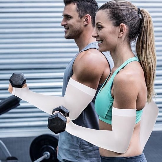UV Beschermende Armstukken - 2 Paar Compressie Arm Sleeves - Armstukken Wielrenen - Hardlopen Armwarmers - UV-bescherming verkoelende armmouwen compressie armmouw - UPF 50 zonnemouwen - One Size - voor fietsen rijden golf wandelen — afbeelding 3