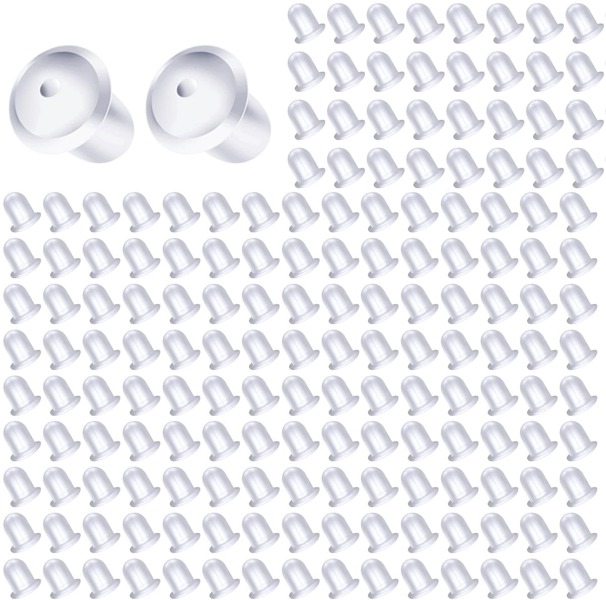 Oorbelstoppers Transparant Siliconen Oorbelsluitingen 4 x 4 mm voor Doe-het-zelf Sieraden Maken