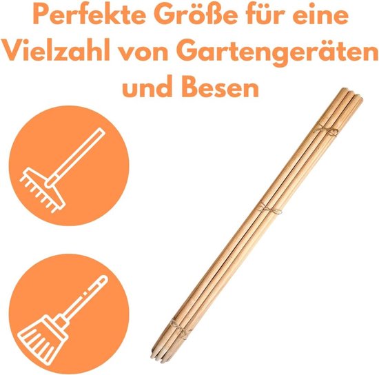 Bezemsteel Hout - Reserve Steel Tuingereedschap - Tuinonderhoud - Gemaakt in de EU - 150 cm - Natuurlijk — afbeelding 2