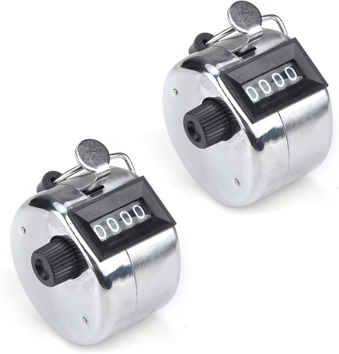 Mechanische Handtellers - Stuksteller Tellers - Tellen van Goederen - Metalen Behuizing - 4-cijferig - Zilver