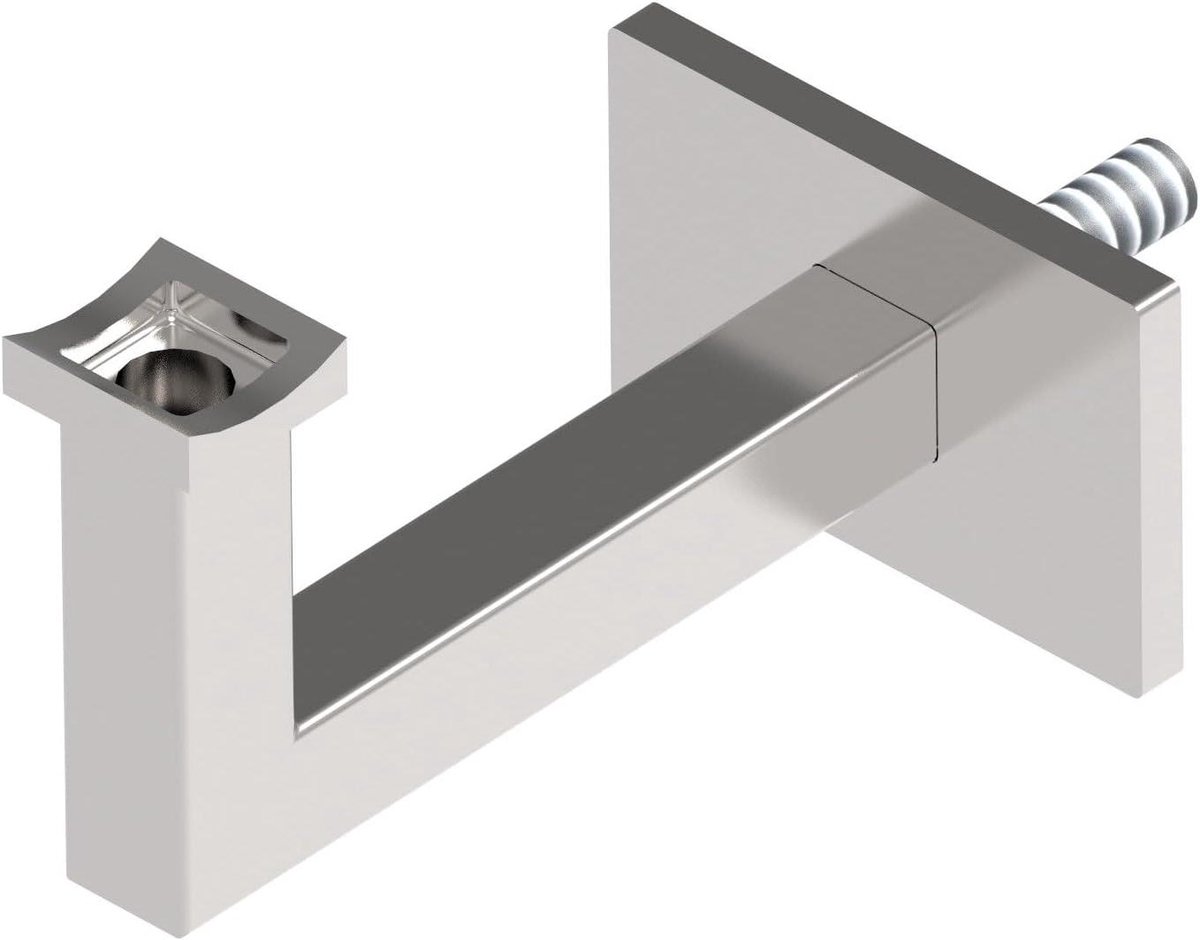 Roestvrij stalen leuninghouder - Leuningdrager Wandhouder - Trappen Beveiligen - Hoekige Vorm - 42.4 mm Buis - Zilverkleurig