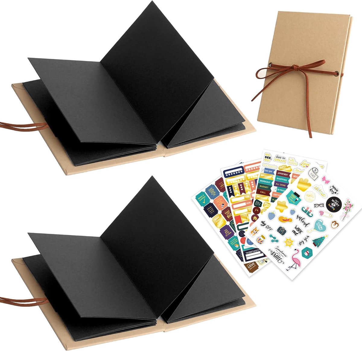 2 stuks 5 inch klein fotoalbum, leporello fotoalbum klein scrapbook fotoboek om zelf vorm te geven met 4 stickers voor verjaardagscadeau afstudeergeschenk (34 pagina's)