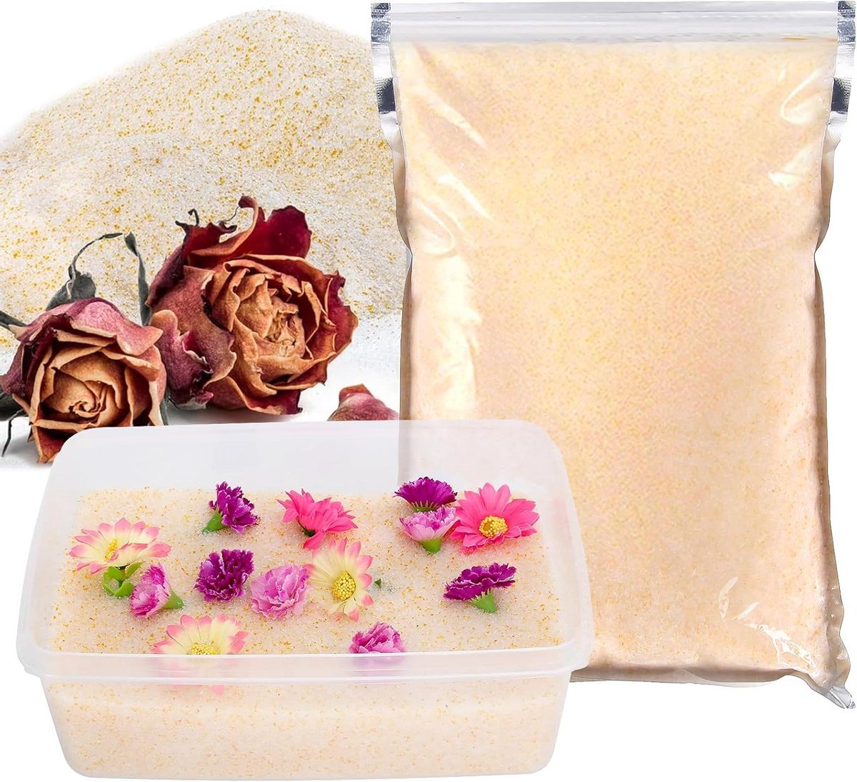 Silicagel Kristallen - Bloemendroger Droogmiddel - Bloemen Drogen - Kleurindicator - 1 kg - Transparant/Oranje
