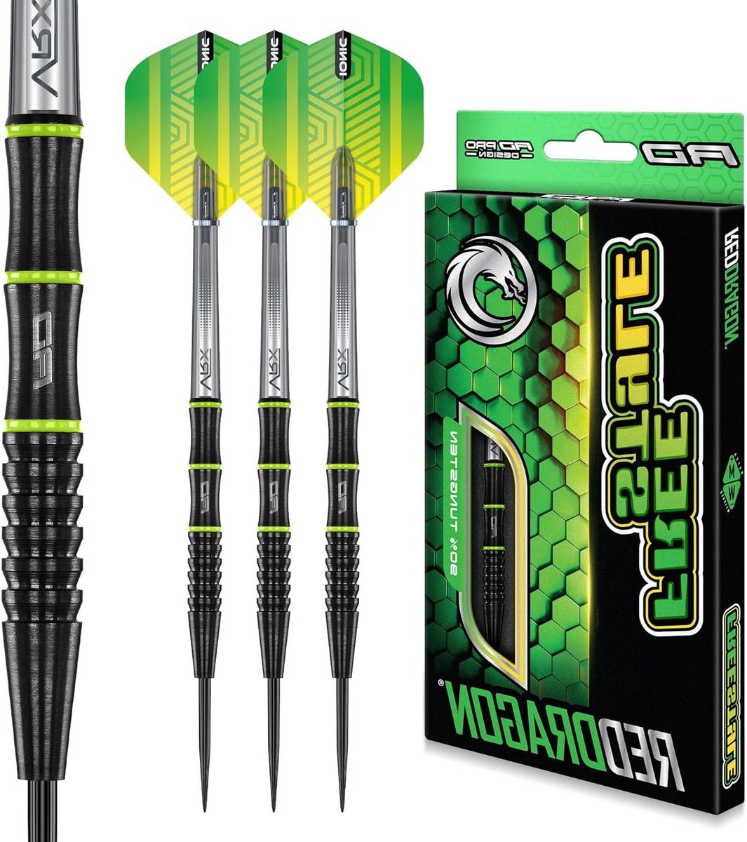 Tungsten Dartpijlen - Professionele Dartset - Precisie Werpen - 90% Tungsten - 21 gram - Zwart Groen