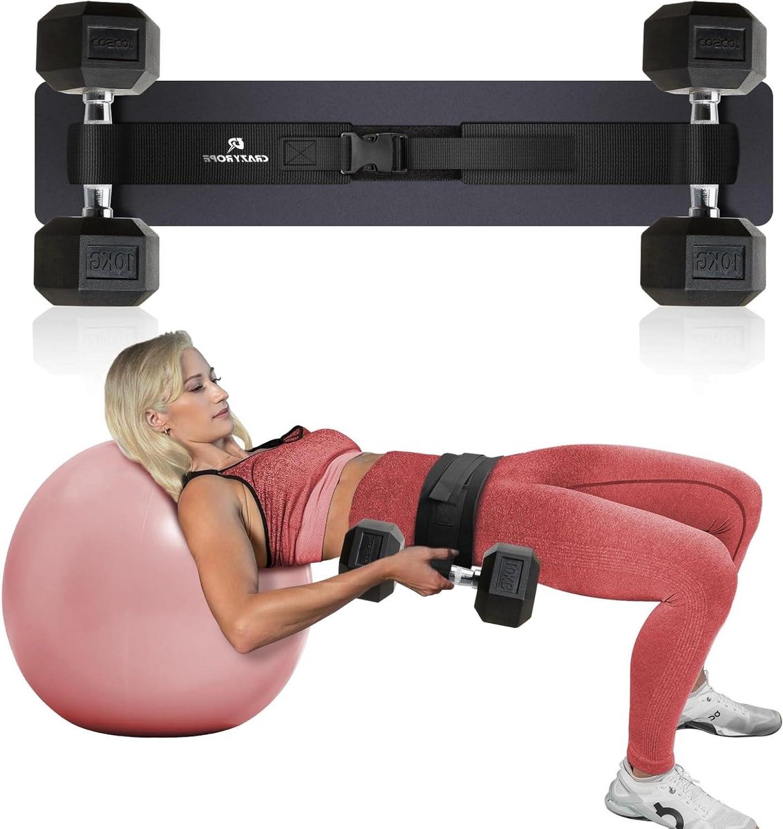 Hip Thrust Gordel - Heuptrainer Billenriem - Bilspieren Trainen - Dubbele Gesp Fixatie - Verstelbaar 60-150cm - Zwart