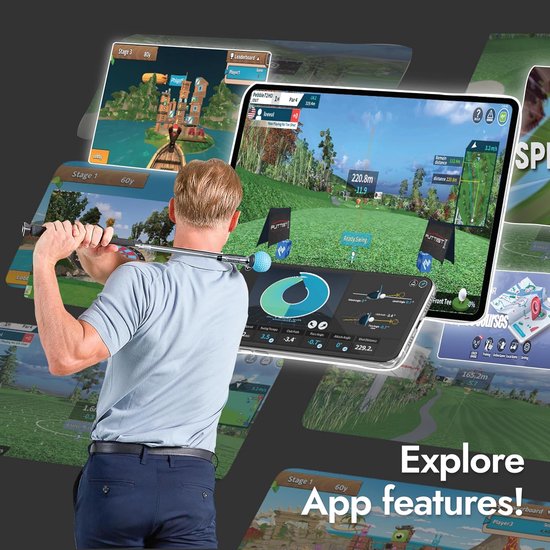 Golfsimulator met Swingstick - Golf Trainer Swing Analyser - Binnen Golfen - 3D Swing Analyse — afbeelding 3