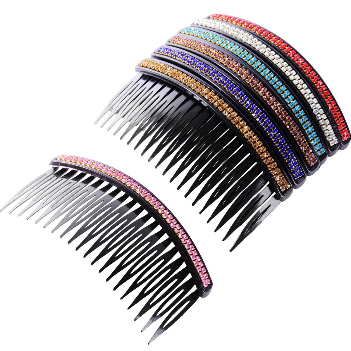 Haarkam met 20 tanden, strass-steentjes, kam met pinclip, bruidshaarkam, accessoire voor vrouwen en meisjes, in verschillende kleuren