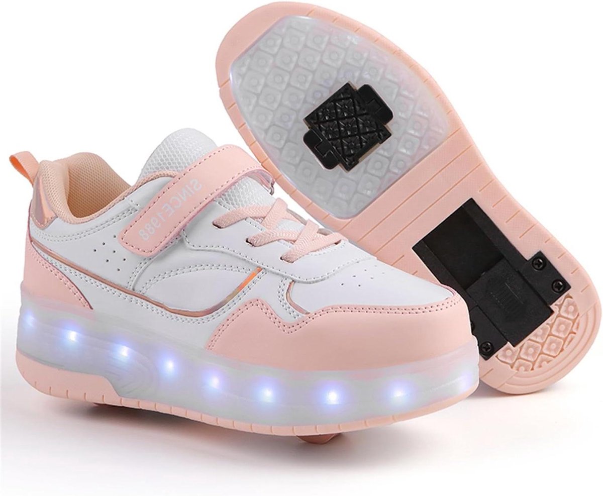 Schoenen met wieltjes Rolschaats schoenen Kinderen sporten buiten Afneembaar en intrekbaar wiel Met USB LED verlichting