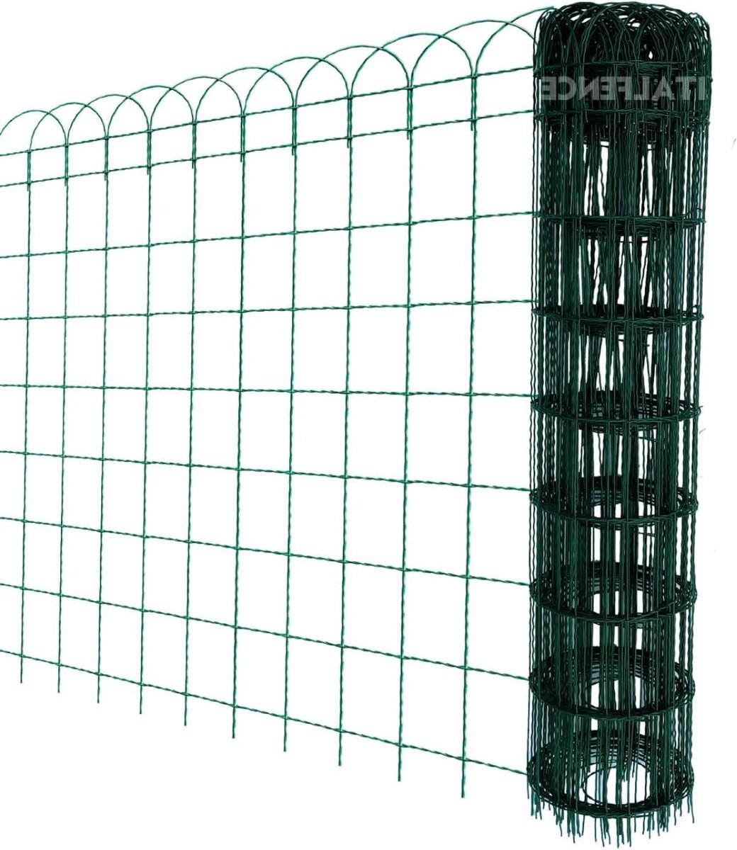 Decoratieve Gaasrol - Tuinhekje Bodem - Bloembakken Omheinen - Weerbestendig Gecoat - 120 cm x 25 m - Mosgroen