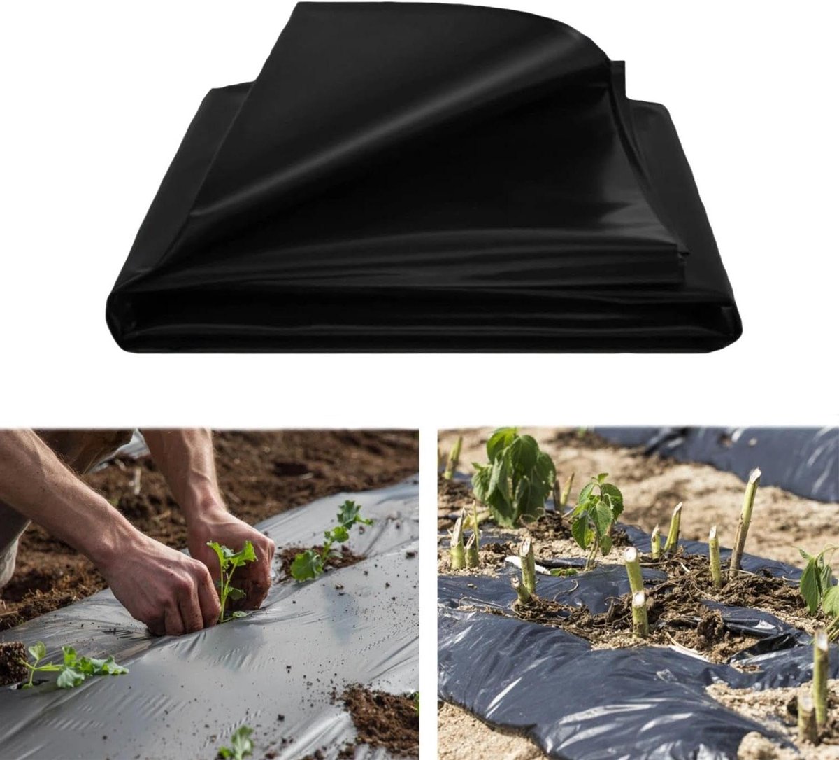 Onkruiddoek - Mulchfolie Worteldoek - Tuinonderhoud - Uv-bestendig Waterdicht - 2 x 6 m - Zwart