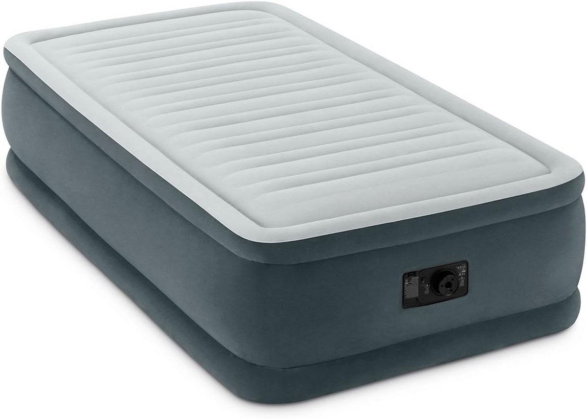 Opblaasbaar Luchtbed - Luchtmatras Comfortabel - Logeren Gasten - Verhoogde Rand - 191 x 99 x 46 cm - Grijs