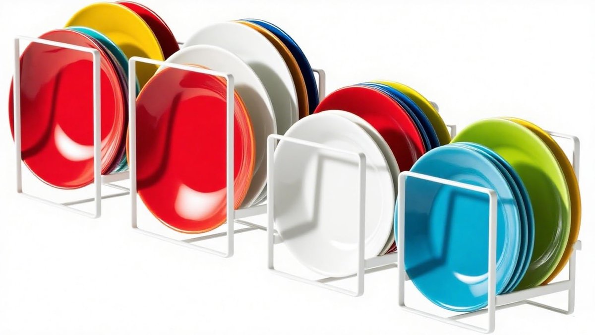 4 stuks bordenorganizer, kast, bordenhouder, lade, bordenrek, keuken, bordenhouder, standaard, metalen plaathouder voor het opbergen van borden en servies