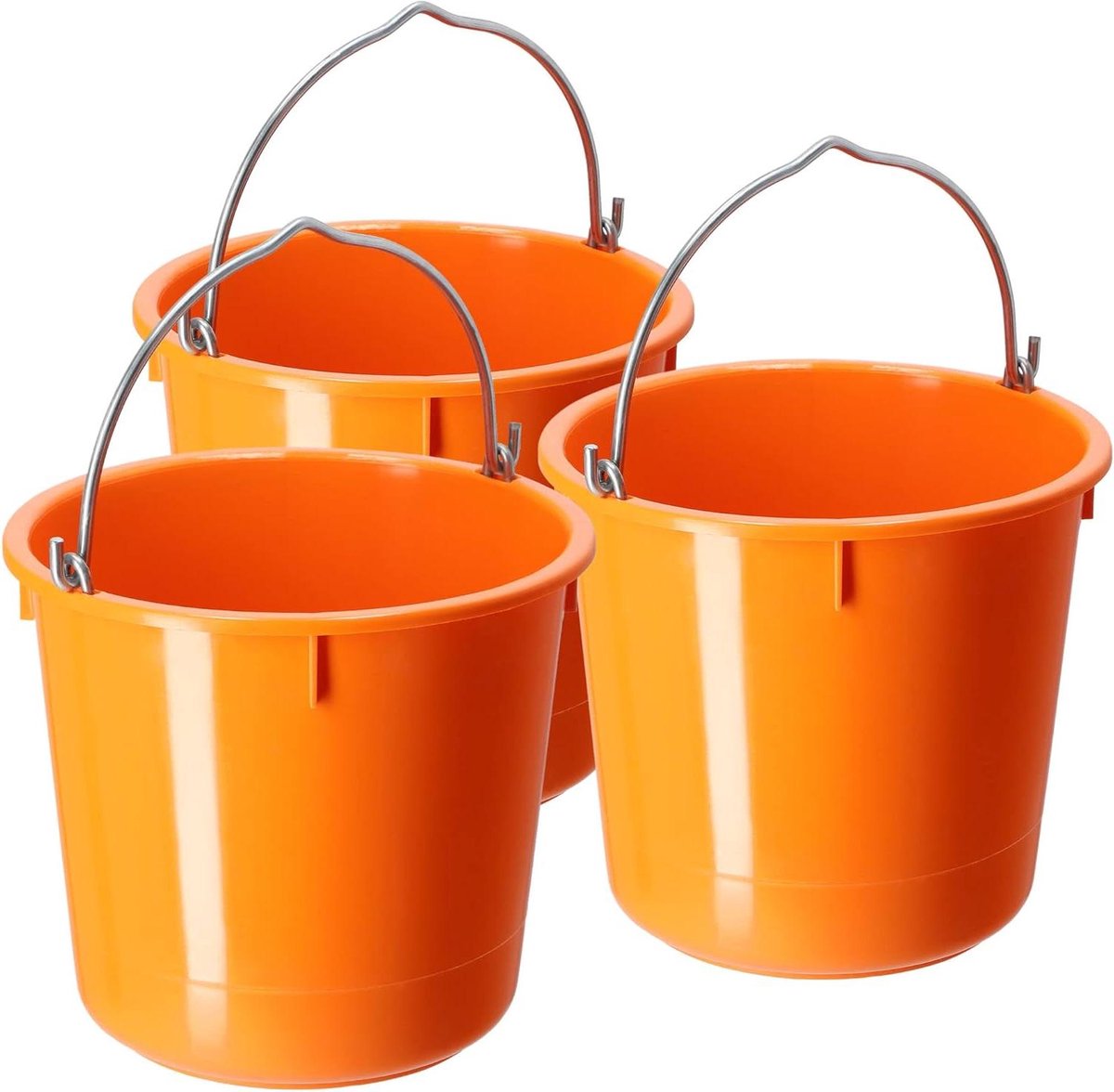 Bouwemmer Kunststof - Mortelbak Cementemmer - Bouw en Tuin - Versterkte Zinkdraad Handgreep - 12 liter - Oranje
