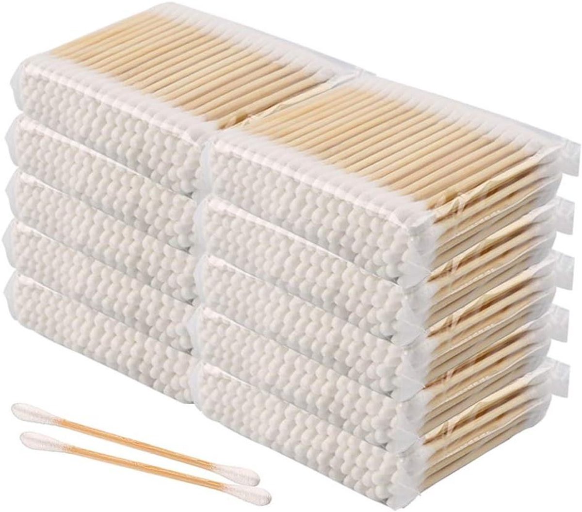Katoenen Buds - Oor Swabs Wattenstaafjes - Make-up Aanbrengen - Biologisch Afbreekbaar - 1000 Stuks - Wit