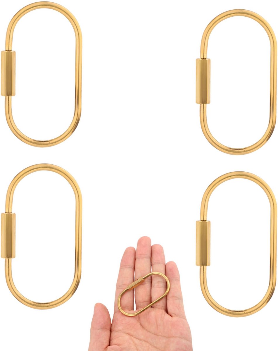 4 Stuks Messing Schroefslot Sleutelhangers, Duurzaam Gouden Sleutelhanger Eenvoudig Sleutelhangerhouder Karabijnhaak Sleutelhanger Clip Autosleutel Sleutelhanger voor Mannen Vrouwen