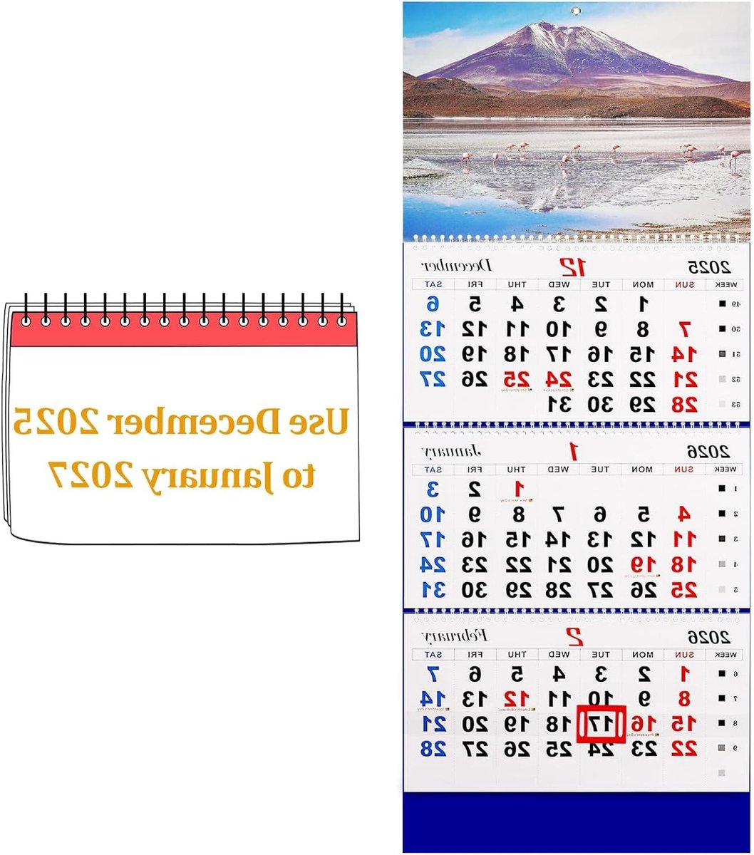 Wandkalender Maandkalender - Kalender 2025 - Leven Plannen - Drie Maanden Per Pagina - 335 x 83 cm - Blauw