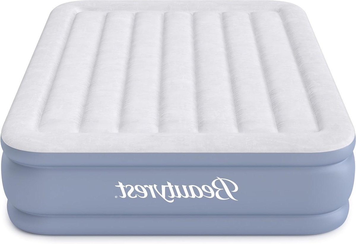 Luchtbed - Slaapmat Kampeerbed - Logeren - Met Externe Pomp - 188 x 135 x 41 cm - Blauw