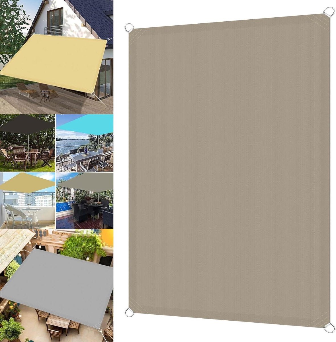 Waterdicht Schaduwzeil - Schaduwdoek Zonnedoek - Terras Overdekken - 98% UV-Blok - 4 x 1.5 m - Taupe