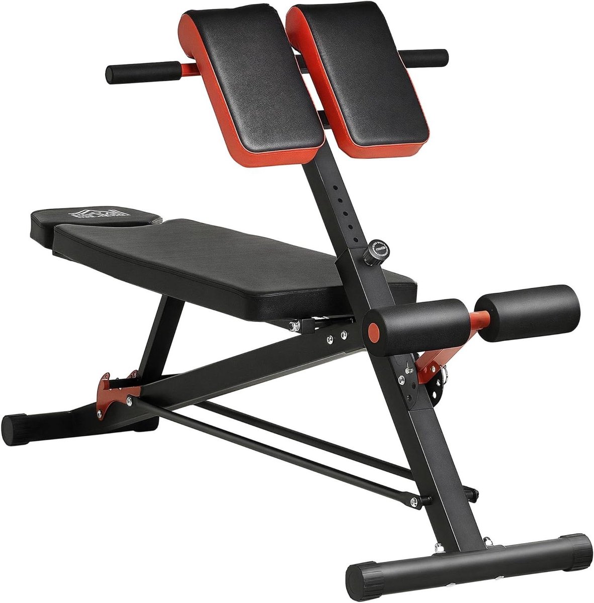 Halter Gewichtsbank - Hyper Extension Bank - Kracht Training - Verstelbare Posities - 120 kg Gewichtscapaciteit - Zwart Rood