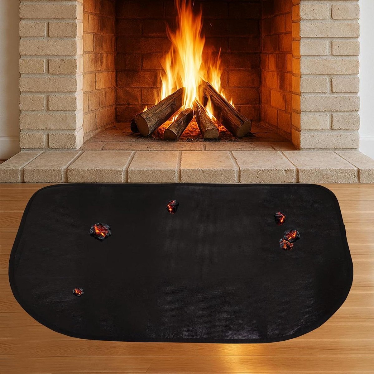 Haardmat - Vloerbeschermer Vonkenscherm - Open haard beschermen - Drielaagse bescherming - 122 x 76 cm - Grijs