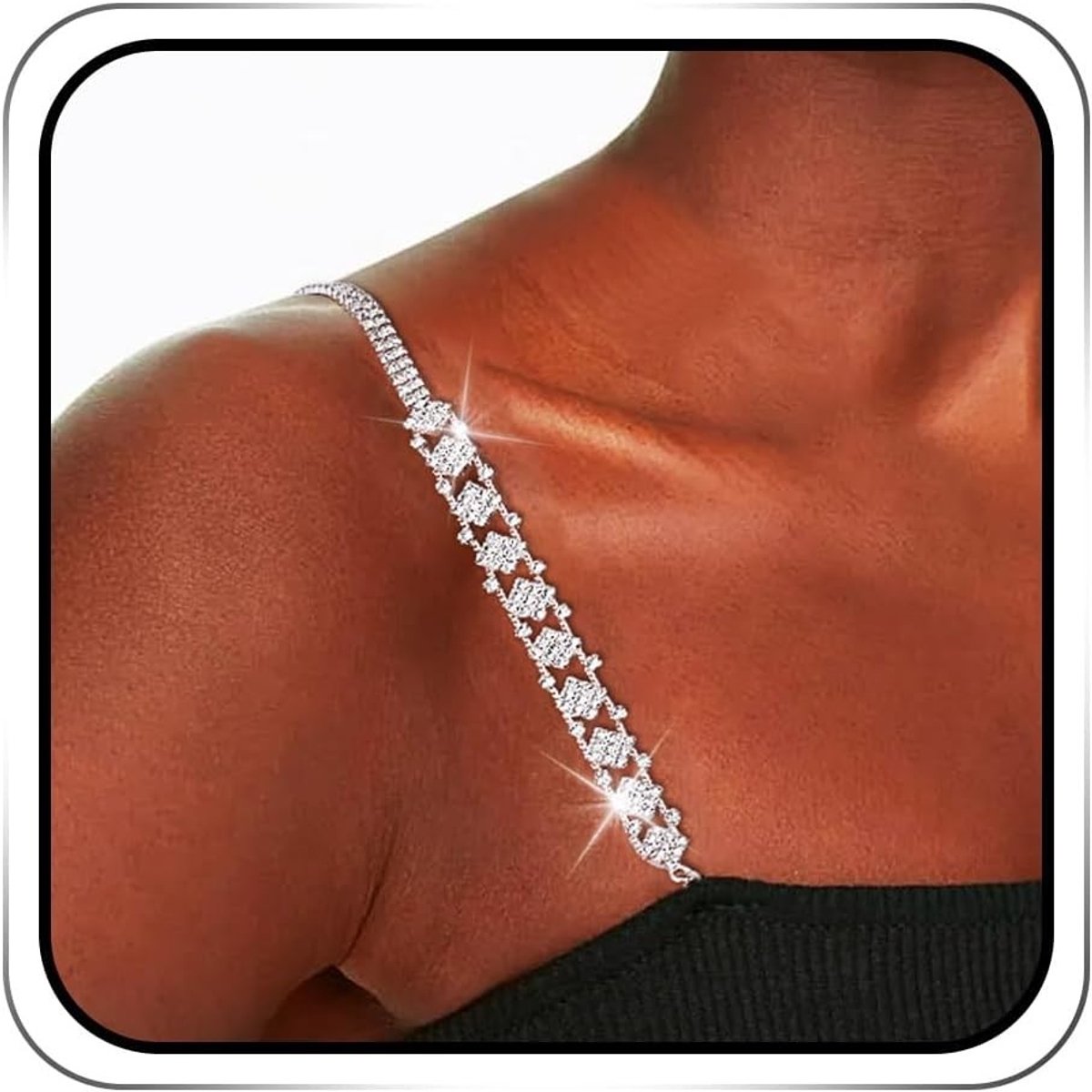 Sparkly Rhinestone BH Bandjes met Zilveren Kristallen - Antislip Schouderbanden voor Vrouwen en Meisjes, Perfect voor Feestjes en Avonden Uit