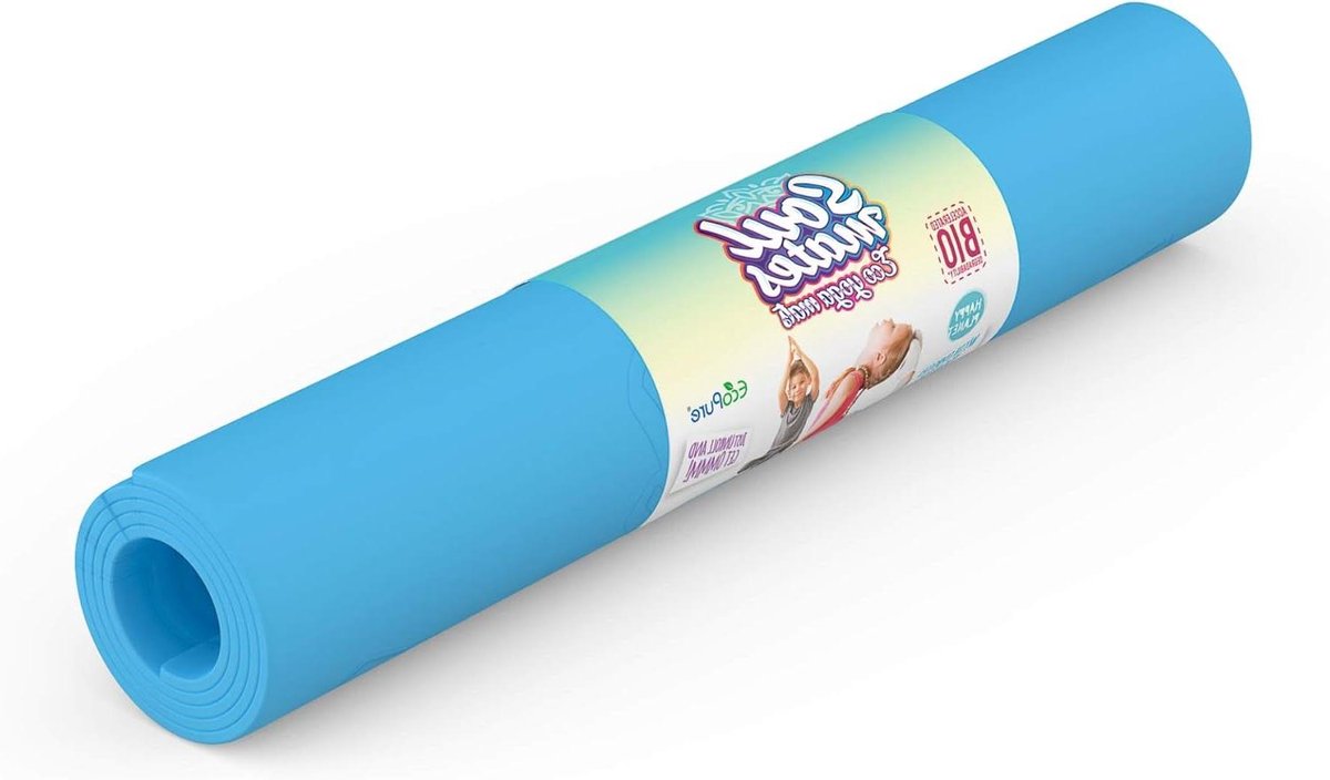 Yogamat Kinderen - Oefenmat - Yoga Oefenen - Met Poses - 120 cm - Blauw