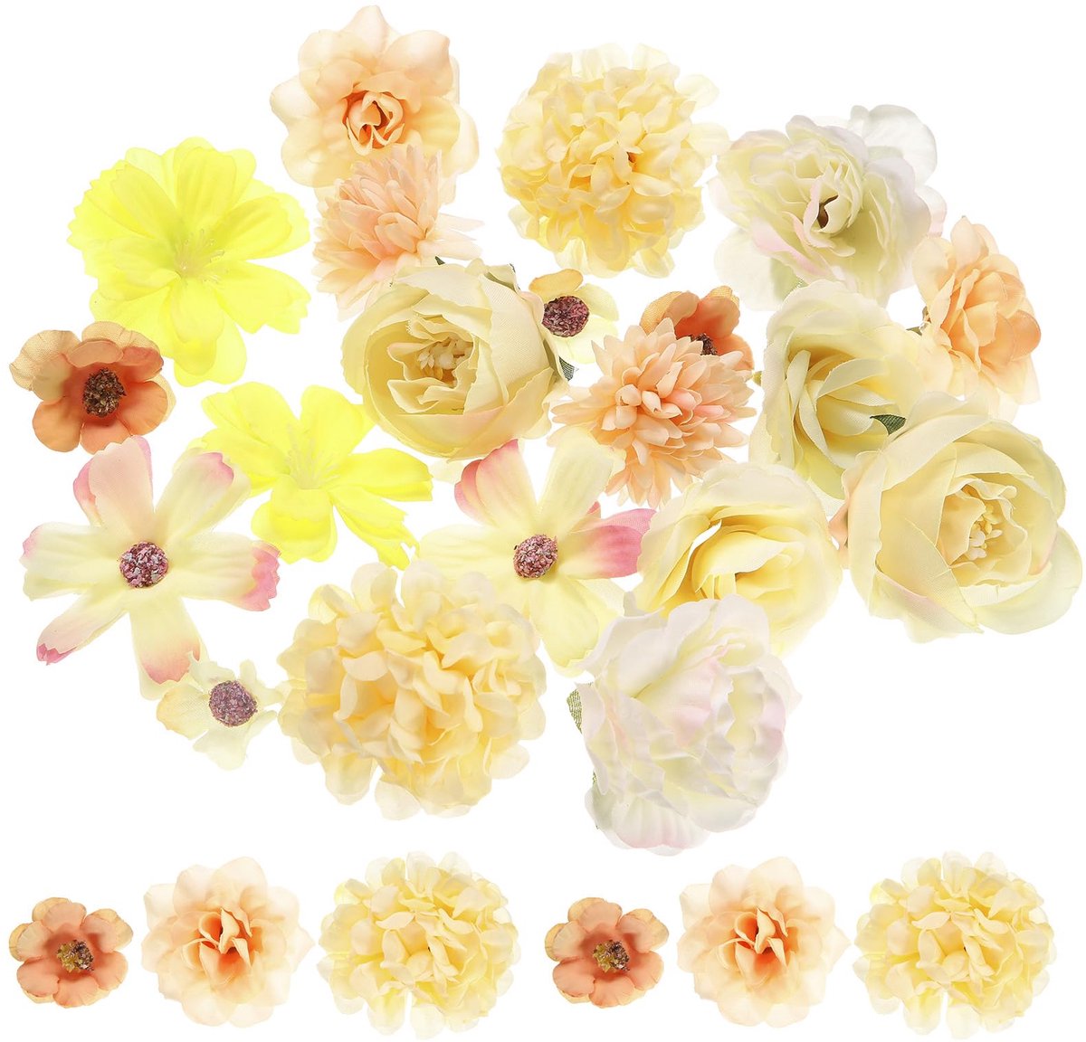 Kunstbloemen, mini-kunstbloemen, grote verpakking, kleine stoffen bloemen, meerkleurig, voor knutselwerk, bruiloften, feesten, woondecoratie, geel