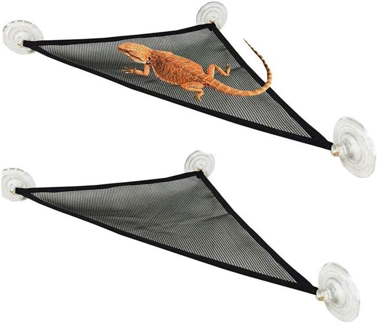 Reptielen Hangmatten - Klimtouw Terrarium - Rustplek Creëren - Mesh Ventilatie - 2 Stuks - Zwart