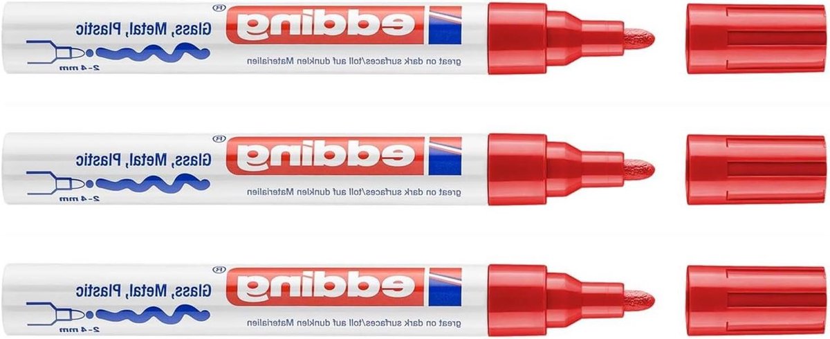 Set van 3 glanzende highlighters, permanent, geschikt voor diverse materialen