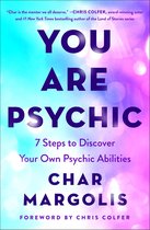 Boek "YOU ARE PSYCHIC" van Char Margolis met een paarse tekst op een vervaagde achtergrond van blauw en roze, met tekst van Chris Colfer.