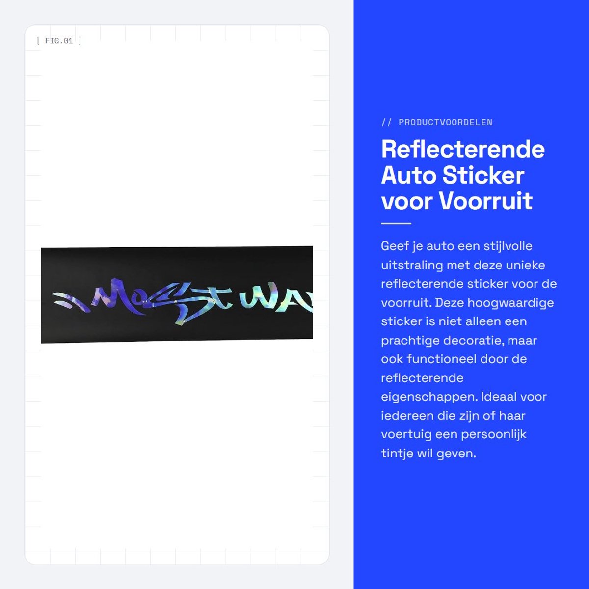 Dailygoods- Sticker - Reflecterende Auto Sticker - Voorruit Decoratie - PVC - 130 x 21 cm - Universele Montage - Speciale Lijm - Autosticker