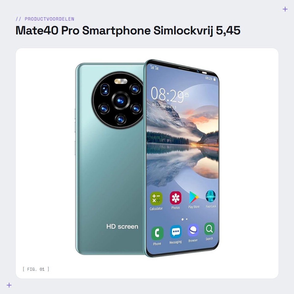 Dailygoods - Mate40 Pro Smartphone - Simlockvrij - 5,45 inch HD+ display - Groen - Mobiele telefoon - Instapmodel - Geschikt voor dagelijks gebruik