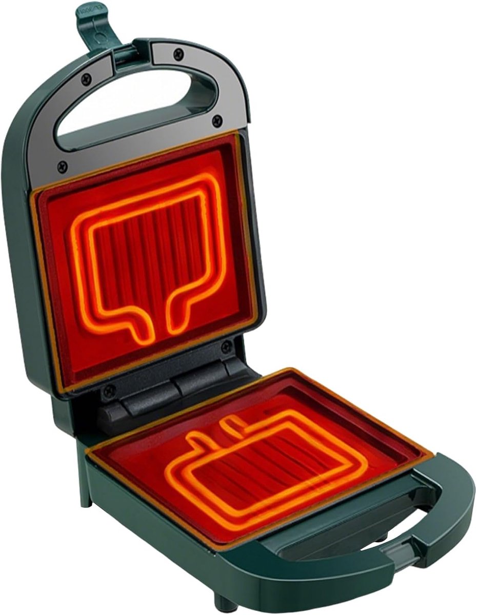 Sandwichpers - Tosti apparaat - Ontbijt maken - Antiaanbaklaag - 650W - Zwart