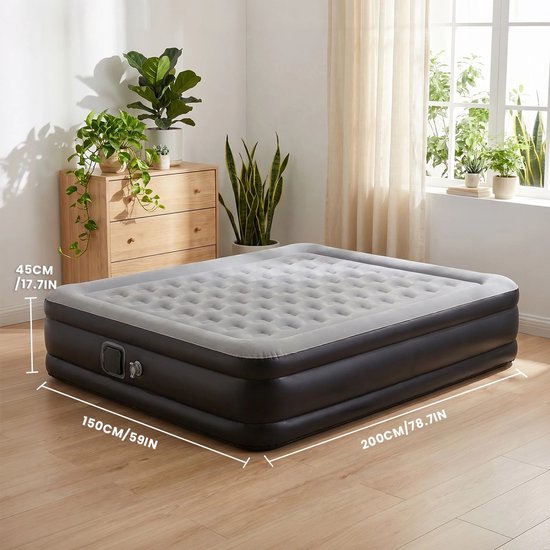 Seth Select Opblaasbaar Luchtbed voor 2 Personen - 45 cm Hoog met Rugleuning en Ingebouwd Kussen - Comfortabel Camping- en Logeerbed — afbeelding 5