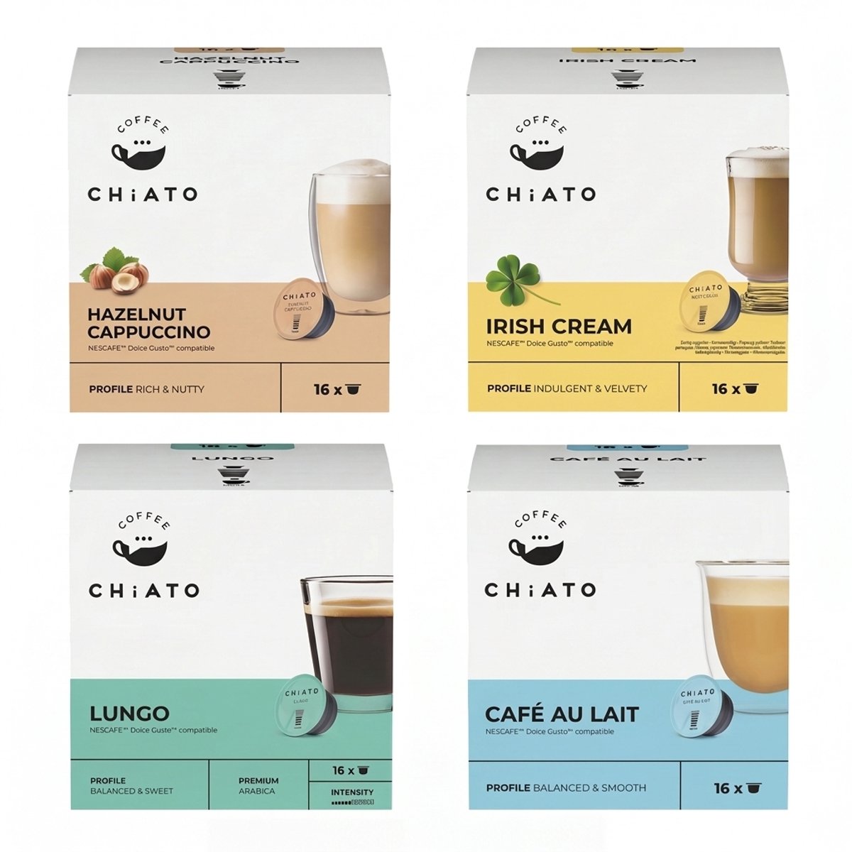 Koffiecapsules compatibel met NESCAFÉ® Dolce Gusto® CHiATO Hazelnut Cappuccino, 16 st.