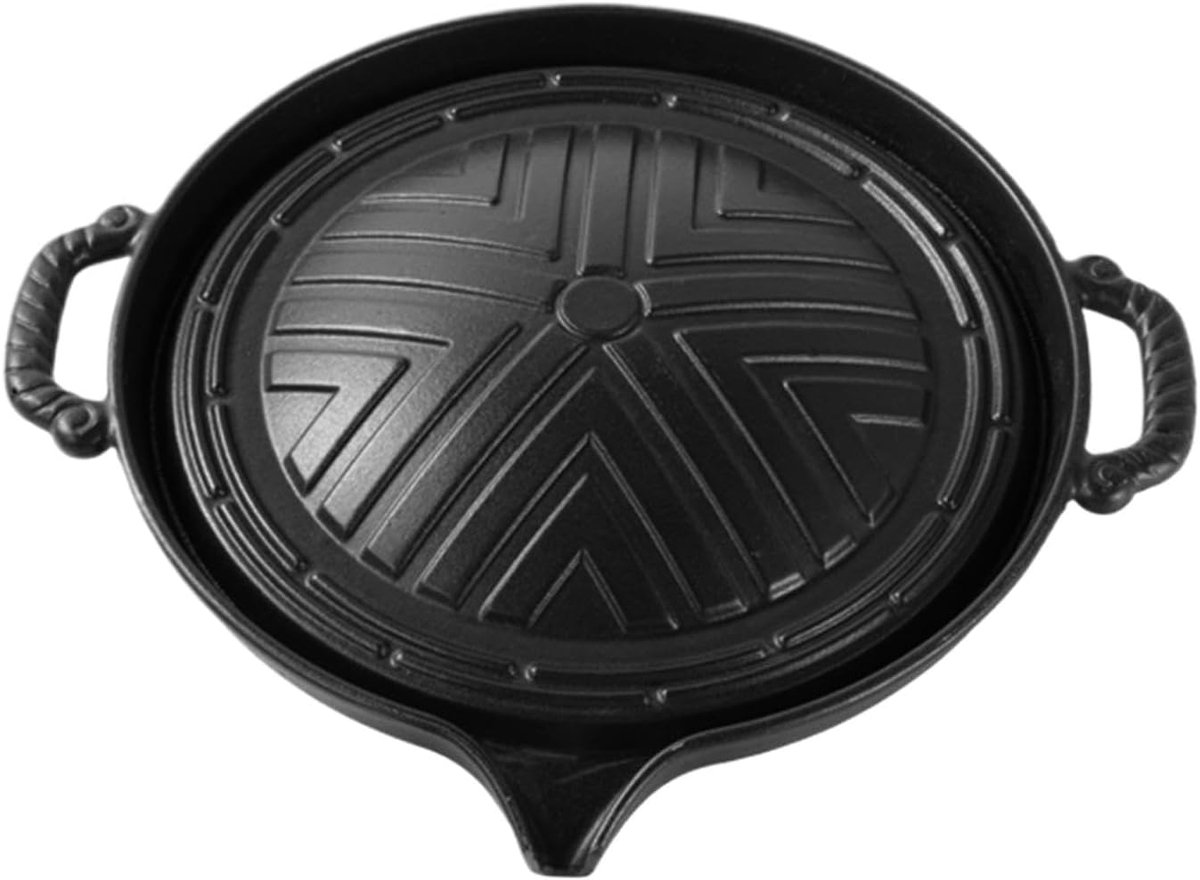 Gietijzeren Grillpan - Koekenpan - Buiten Koken - Non-stick Coating - 28 cm Diameter - Zwart