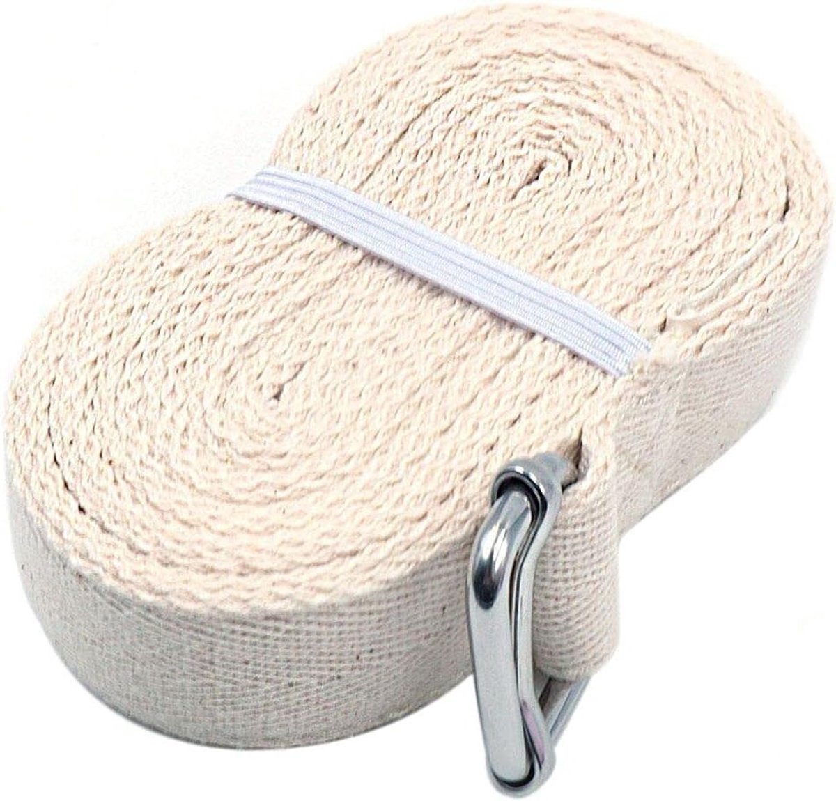 Yoga Strap voor Stretching en Flexibiliteit, Verstelbare D-Ring Gesp, 244 cm Lange Beige Yoga Band voor Thuis en Sport